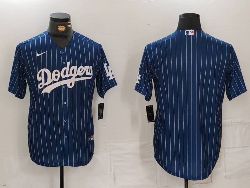 Men Los Angeles Dodgers Blank Blue Stripe Game 2024 Nike MLB Jersey style 1